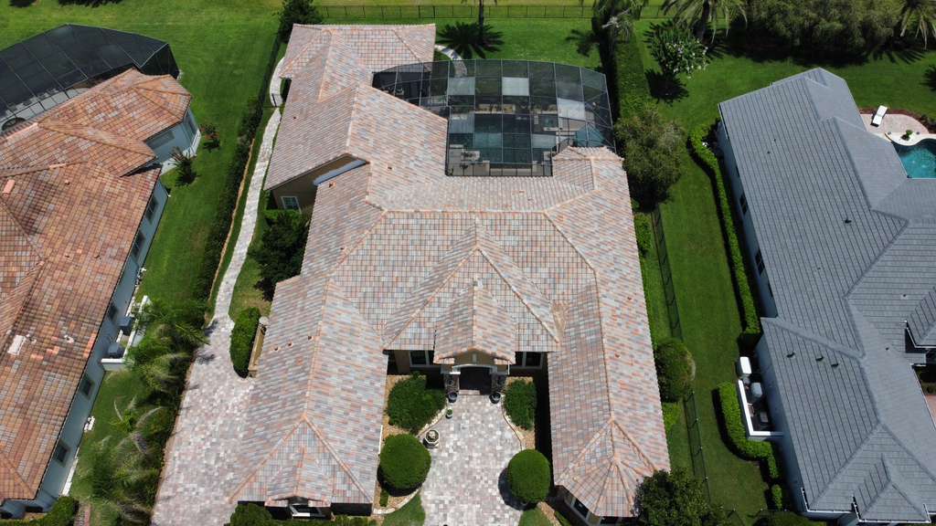 Completed tile roof replacement on a Central Florida estate