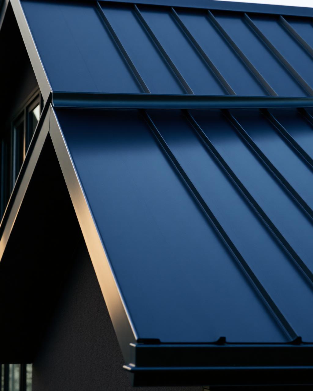 Standing seam metal roof detail on a modern Florida home